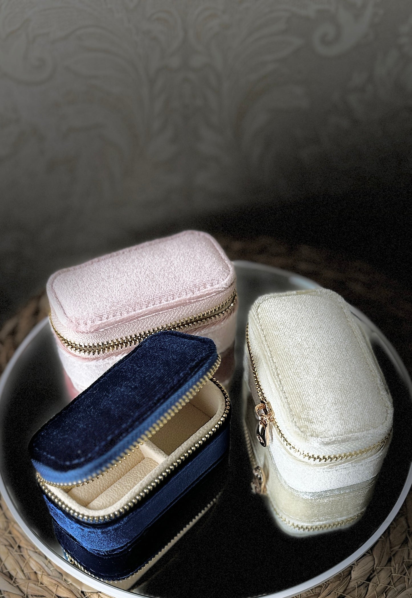 Mini Velvet Jewelry Box with Mirror