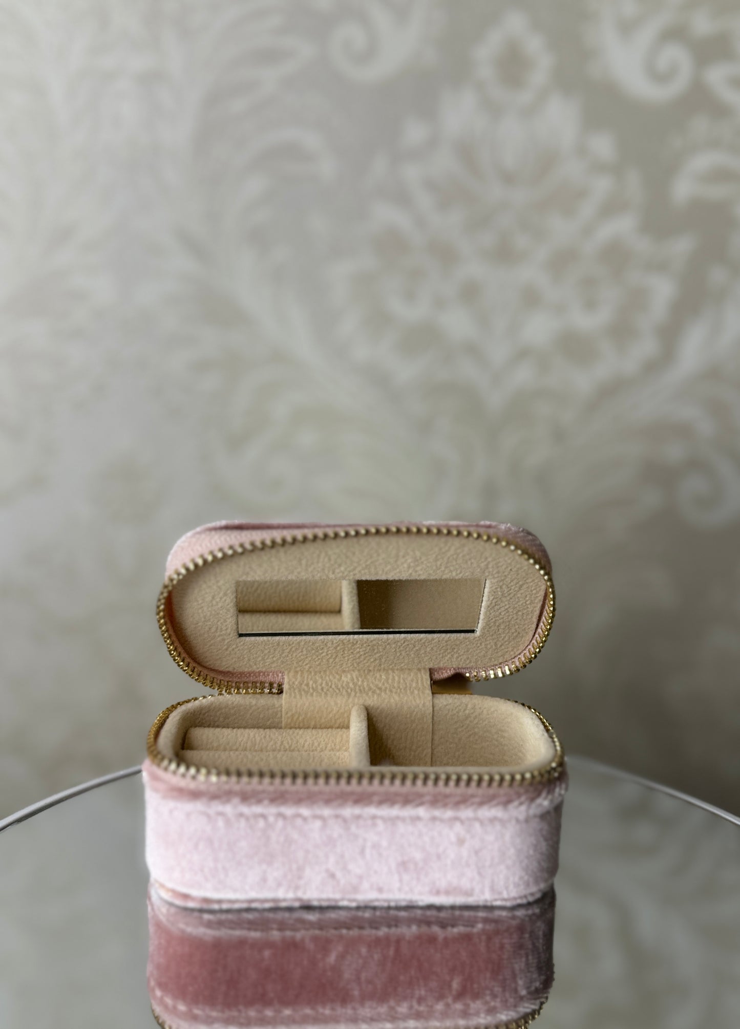 Mini Velvet Jewelry Box with Mirror