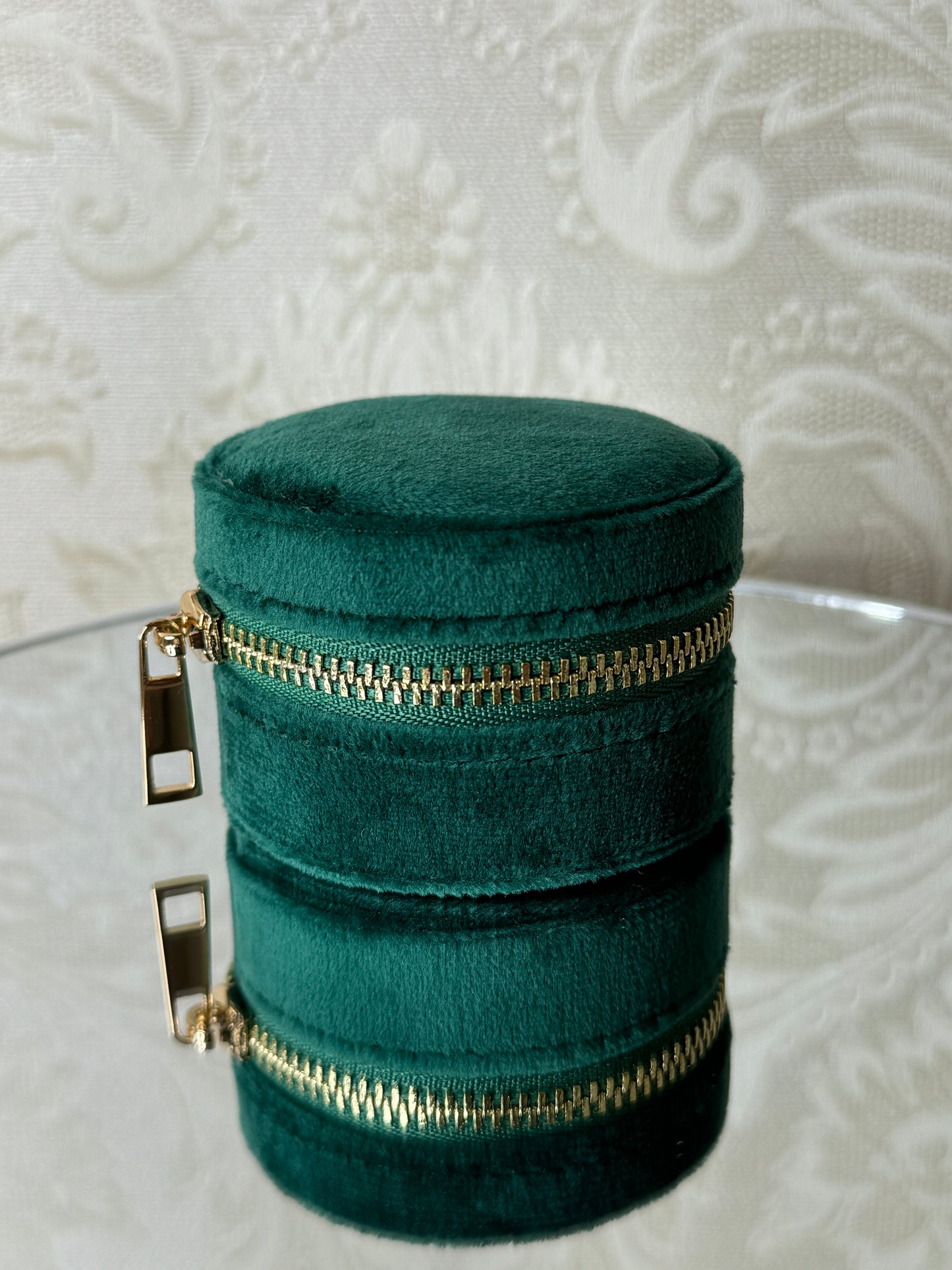 Mini Velvet Rounded Jewelry Box with Mirror