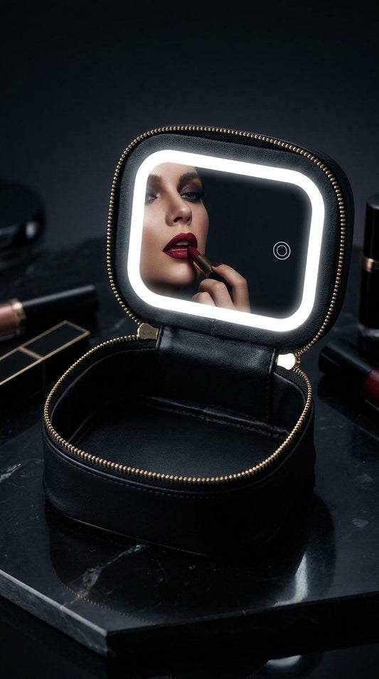 Mini Cosmetic Bag with LED Lighted Mirror