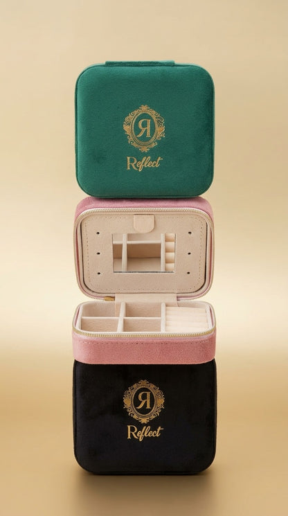 Velvet Jewelry Box With Mirror Medium size