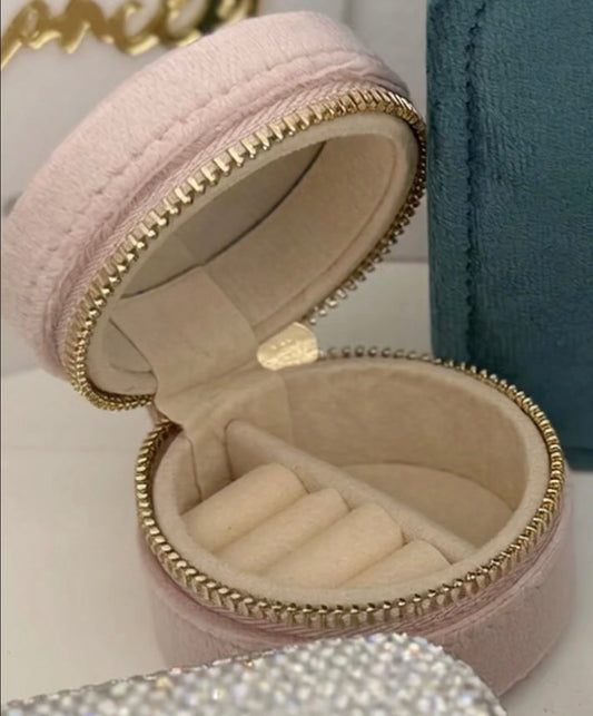 Mini Velvet Rounded Jewelry Box with Mirror
